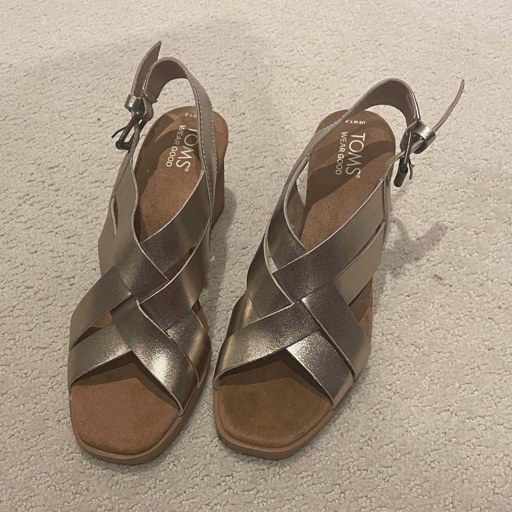 Toms Silver Cross-Strap Sandals